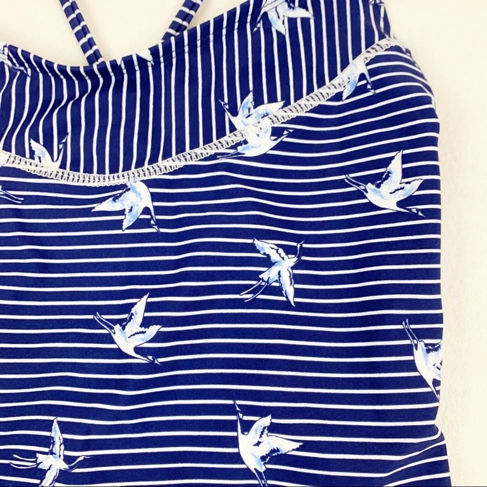 Copper Key striped bird‎ crisscrossed back swimsuit